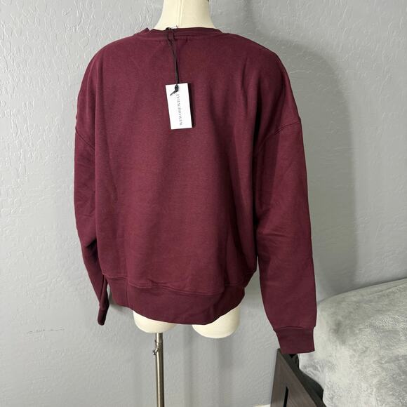 WeWoreWhat Crewneck Sweatshirt, Maroon, L - Picture 2 of 5